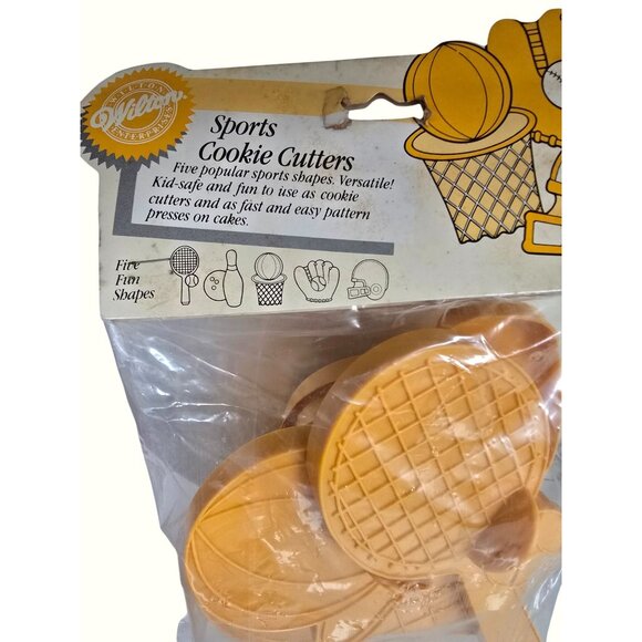 Wilton Sports Cookie Cutters Set Of 5 Shapes Football Baseball Basketball Tennis - Picture 2 of 4
